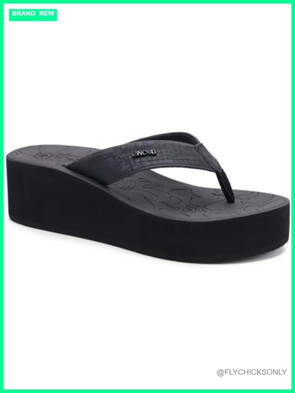 Platform Wedge Flip Flops Arch Support Yoga Mat Footbed Faux Leather Sandals